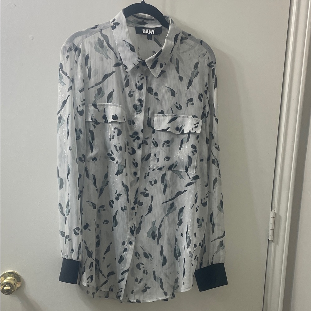 DKNY Women  Monochrome Leaf Print Shirt